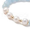 Dyed Natural Quartz(Dyed) & Pearl Stretch Bracelet BJEW-JB09224-03-5