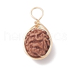 Natural Rudraksha Copper Wire Wrapped Pendants PALLOY-JF02066-02-2