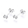 Brass Micro Pave Clear Cubic Zirconia Stud Earrings EJEW-T046-31P-NF-1