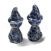Natural & Synthetic Gemstone Carved Healing Cat with Witch Hat Figurines DJEW-D012-07A-3