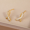 Exquisite Brass Clear Cubic Zirconia Ribbon Stud Earrings EE4607-1