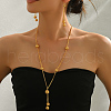 Alloy Hollow Round Beads Tassel Earrings & Necklaces Sets for Women DR9458-4