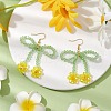 Flower & Bowknot Glass Beaded Dangle Earrings EJEW-TA00518-2