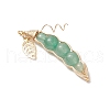 4Pcs 4 Styles Synthetic Citrine & Natural Carnelian & Green Aventurine & Amethyst Beaded Pea Pendants PALLOY-TA00229-4