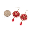 Copper Wire and Glass Pendants Dangle Earrings EJEW-JE05973-3