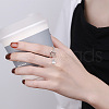 Teardrop & Hollow Out Heart 925 Sterling Silver with Clear Cubic Zirconia Adjustable Cuff Rings for Women FS-WG374A3-01-3