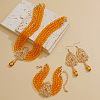Teardrop Alloy & Glass Rhinestone Pendant Necklace & Stud Dangle Earring & Bracelet FS-WG89F11-10-2