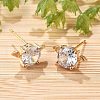 Bat Brass Micro Pave Clear Cubic Zirconia Stud Earrings for Women EJEW-G428-14G-3