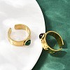 316 Stainless Steel with Natural Mixed Gemstone Cuff Rings RJEW-Z098-01G-15-3
