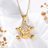 304 Stainless Steel Crystal Rhinestone Skull Pendant Necklaces NJEW-Z057-03B-G-2
