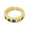 Brass Cubic Zirconia Open Cuff Rings for Women RJEW-U011-08G-2