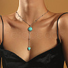 Flat Round & Heart Synthetic Turquoise Pendant Necklaces WG1D5C1-01-2