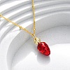Brass FireBrick Enamel Pendant Necklaces for Women NJEW-K381-08C-G-1