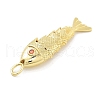 Fish Rack Plating Brass Micro Pave Cubic Zirconia Pendants KK-Z071-72B-01G-2