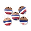 Independence Day Opaque Striped Resin & Walnut Wood Pendants RESI-U010-01E-1