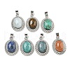 Natural Mixed Stone Oval Pendants G-B079-02P-1
