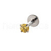 G23 Titanium Alloy Cubic Zirconia 17 Gauge Flat Round Threadless Labrets WG94BD7-07-1