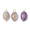 3Pcs Natural Mixed Gemstone Pendants PALLOY-JF02695-2