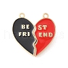 Alloy Red and Black Enamel Split Pendants PALLOY-V006-04G-1