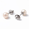 Mother's Day Jewellery Natural Pearl Ear Studs EJEW-P223-01B-P02-2