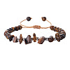 Natural Tiger Eye Round Beads & Chips Braided Bead Bracelets for Women Men MK7724-14-1
