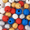 Fashewelry 50Pcs 5 Styles Painted Natural Wood Beehive European Beads WOOD-FW0001-01-24