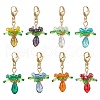 Glass & Acrylic & Shell Pearl Flower Pendant Decorations HJEW-MZ00209-2