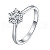 Rhodium Plated 925 Sterling Silver Micro Pave 5.2x3.1mm Moissanite Finger Rings for Women WG6524C-09-5