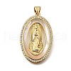 Brass Micro Pave Cubic Zirconia Shell Pendants KK-D328-24G-B-1