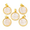 Natural White Shell Carved Cameo Lady Pendants KK-D537-01G-02-1