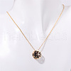 Brass Pave Blue Violet Cubic Zirconia Flat Round with Constellation Pendant Necklaces WGDD0B3-06-1