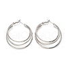 Brass Triple Hoop Earrings for Women EJEW-U050-02P-4