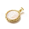 Brass with Natural Shell Carved Pendants KK-Z091-04G-02-2
