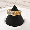 304 Stainless Steel Glass Rectangle Finger Rings RJEW-Q012-11G-2