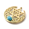 304 Stainless Steel Pave Synthetic Turquoise Star of David and Chai Symbol Pendants STAS-S178-08G-2