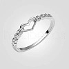 Hollow Out Heart Zinc Alloy with Crystal Rhinestone Finger Rings FS-WGFA1C6-01-3