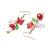 304 Stainless Steel Butterfly & Mushroom Dangle Earrings for Women EJEW-JE06235-6