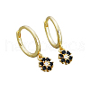 925 Sterling Silver Mirco Pave Cubic Zirconia Flower Hoop Earrings OO2534-3-1