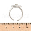 Flower Brass Micro Pave Cubic Zirconia Cuff Rings for Women RJEW-A069-01B-P-5