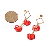 Handmade Glass Seed Beads Heart Stud Earrings EJEW-MZ00279-01-3