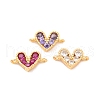 Brass Micro Pave Cubic Zirconia Heart Connector Charms KK-F894-03G-1