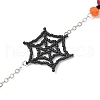 Halloween Theme Glass Seed Spider Web Keychains HJEW-MZ00285-01-4