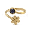 304 Stainless Steel with Natural Lapis Lazuli Ring RJEW-Z031-01C-01-2