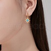 Sun 925 Sterling Silver Micro Pave Cubic Zirconia Dangle Hoop Earrings EJEW-P257-01G-2