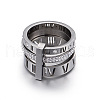 Roman Numerals 304 Stainless Steel & Crystal Rhinestone Finger Rings FS-WGD9A22-44-2