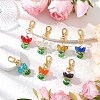 7Pcs 7 Colors Flower Glass Pendants Decorations HJEW-MZ00247-1