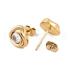 Flower 304 Stainless Steel Rhinestone Stud Earrings for Women EJEW-E311-05G-2