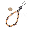 Halloween Round Glass Pearl & Glass & Handmade Polymer Clay Bat & Silicone Cross Beaded Phone Hand Strap Chains HJEW-MZ00278-3