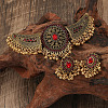 Bohemian Style Zinc Alloy & Rhinestone & Plastic Pearl Tassel Pendant Necklace & Dangle Earring FS-WG87356-05-1