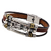 Dragon Head Leather Cord Multi-strand Bracelets BJEW-P0001-12-1